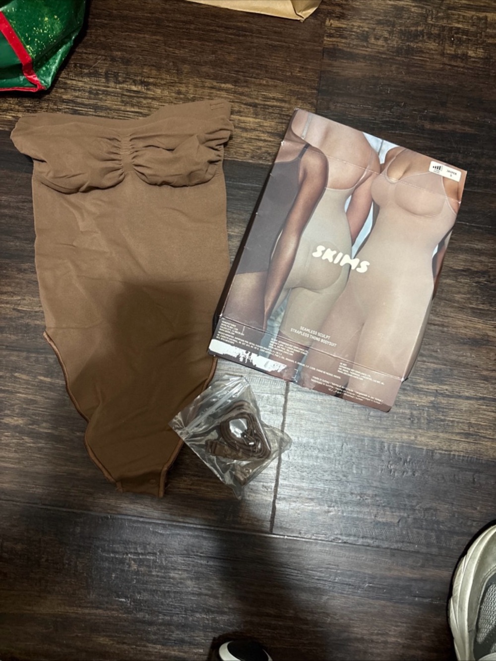 SKIMS Strapless Sheer Bodysuit in Brown